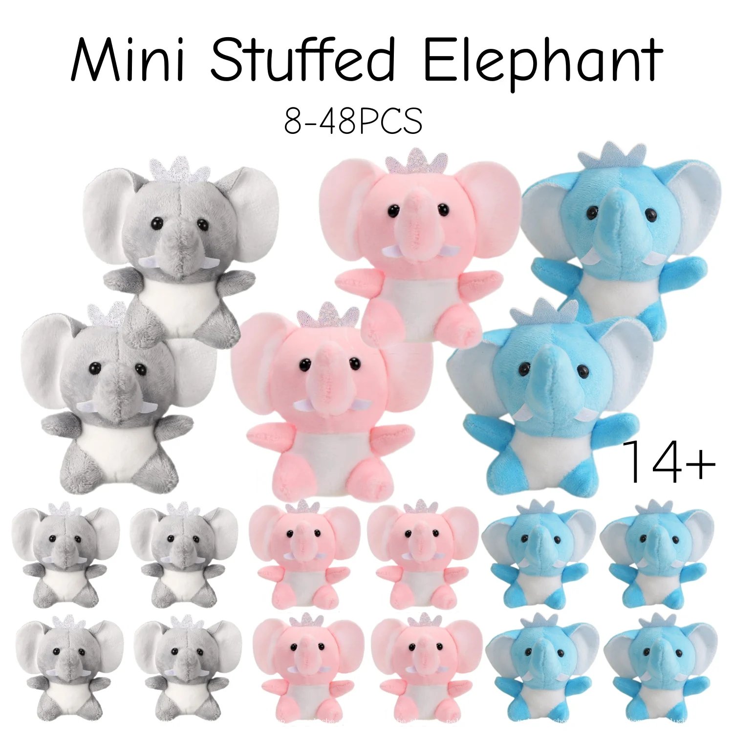 Adorable Mini Éléphants en Peluche Couronne - Douceur Assortie