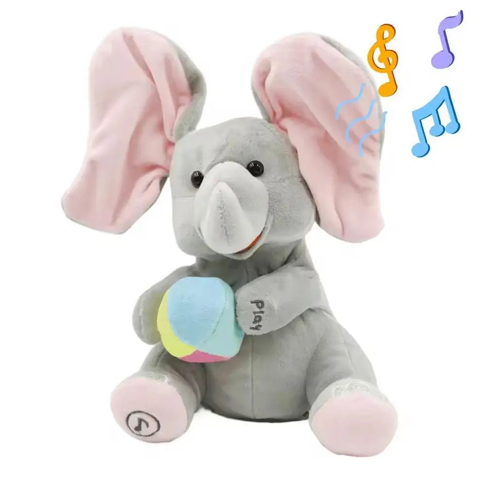 Éléphant en Peluche Musical Interactif avec Balle pour Bébé