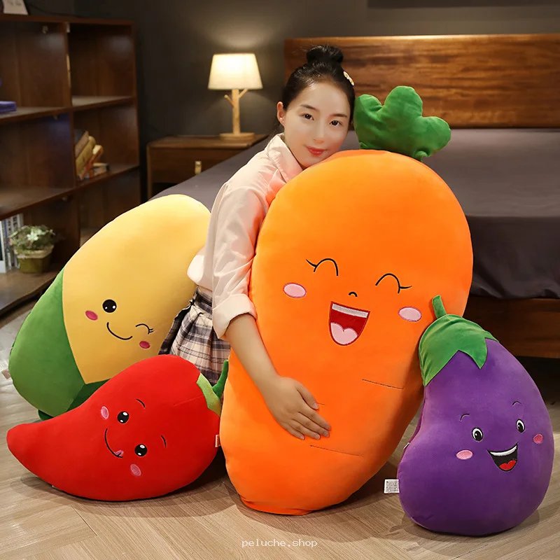 Peluches Légumes Kawaii | Carotte, Aubergine, Piment Doux