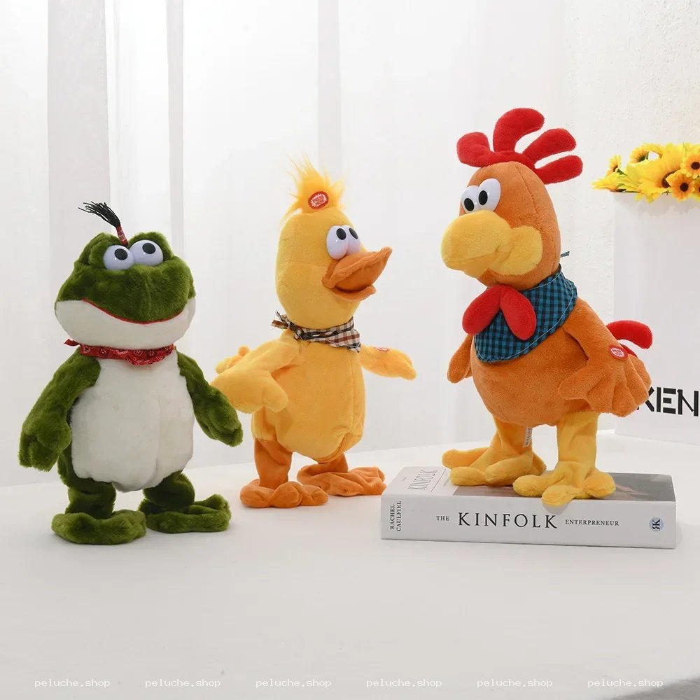 Peluches interactives : Grenouille, Canard, Poulet - Amusantes