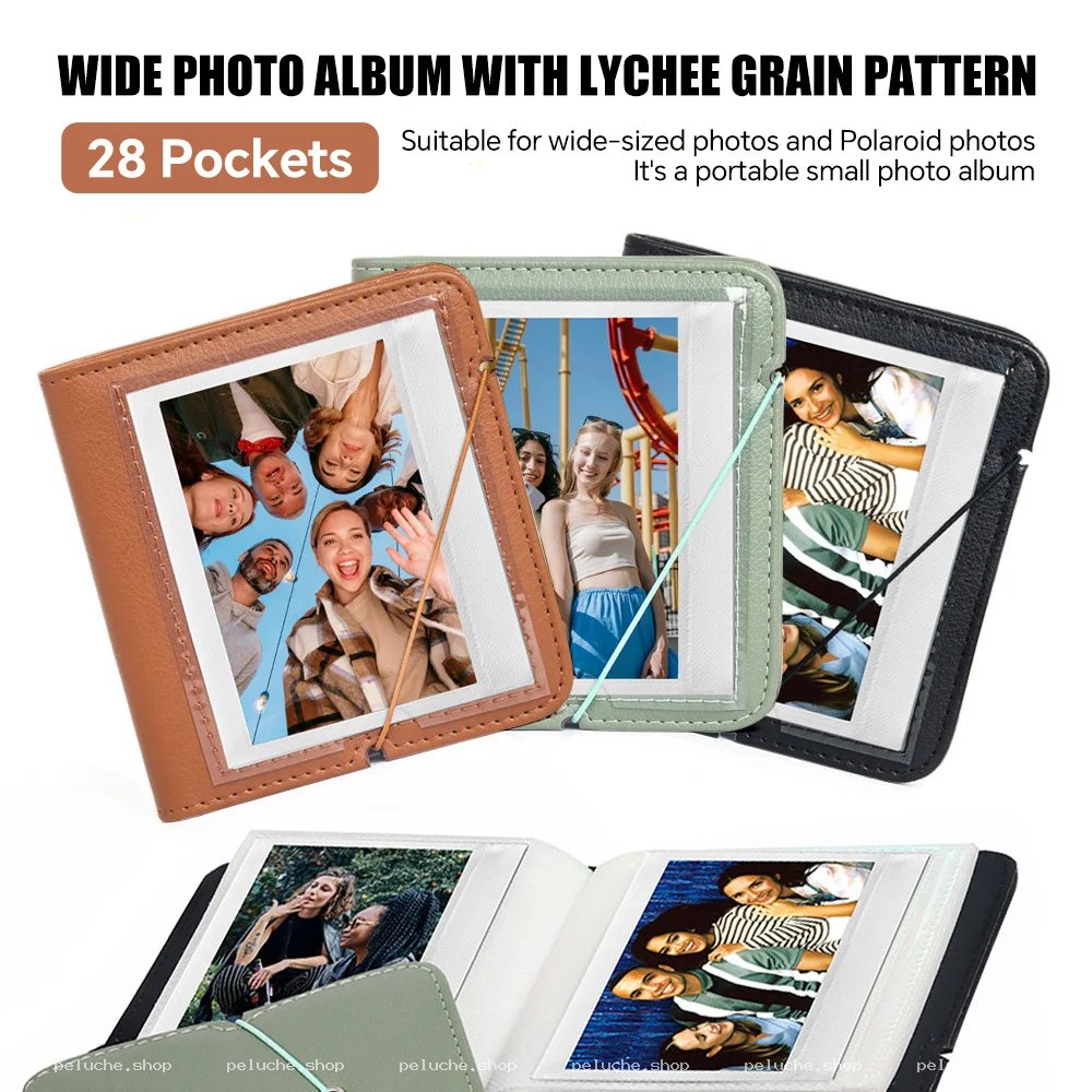 Album photo large portable 28 pochettes motif litchi