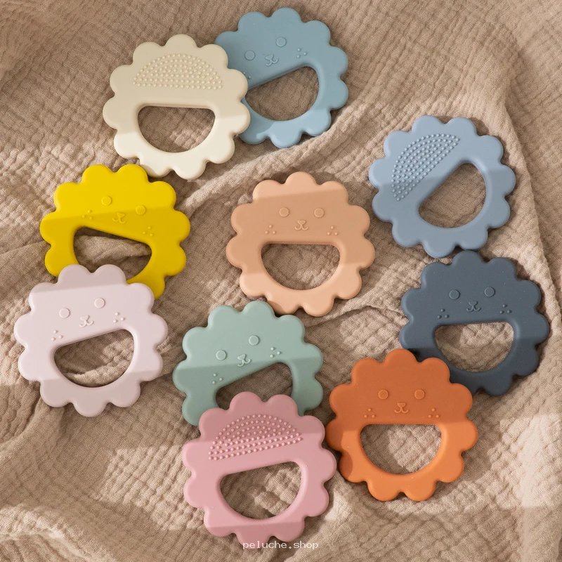 Anneau de Dentition Bébé Lion en Silicone Doux et Apaisant