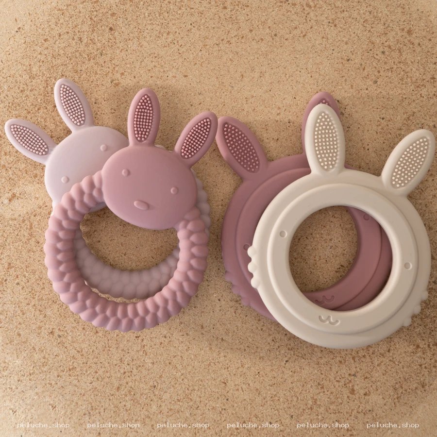 Anneau de Dentition Lapin en Silicone Doux pour Bébé