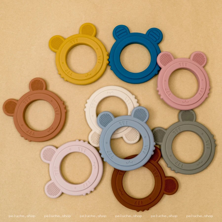 Anneaux de dentition bébé silicone ours - Soulagement doux