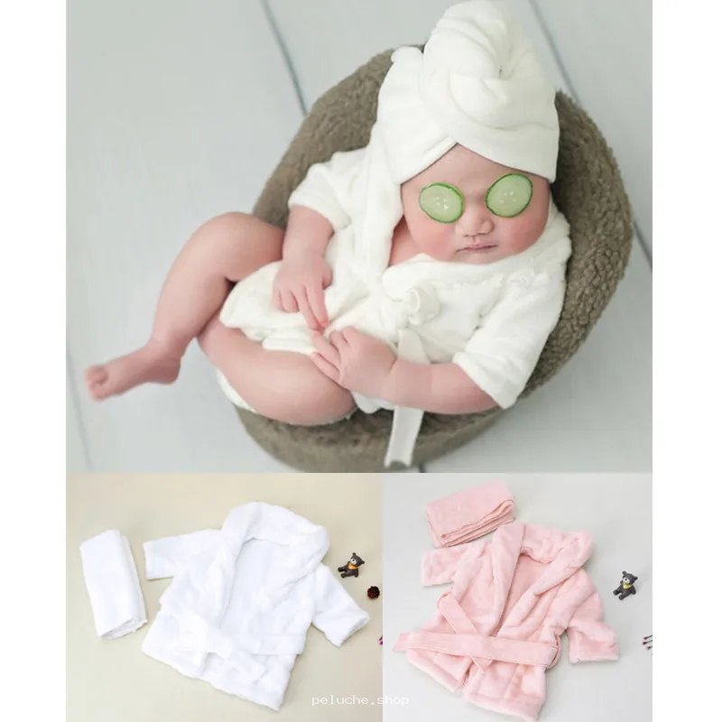 Peignoir Bébé Adorable pour Séance Photo Nouveau-né Spa Coton