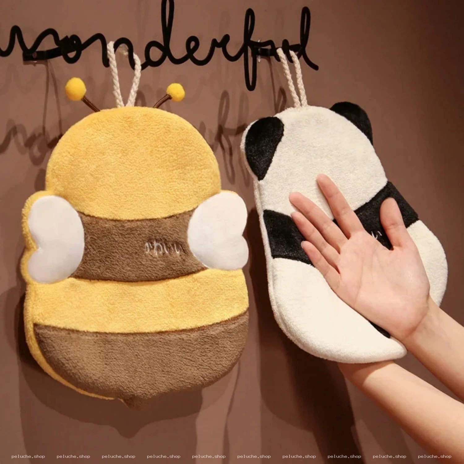 Serviettes Douces Peluche | Abeille & Panda Kawaii