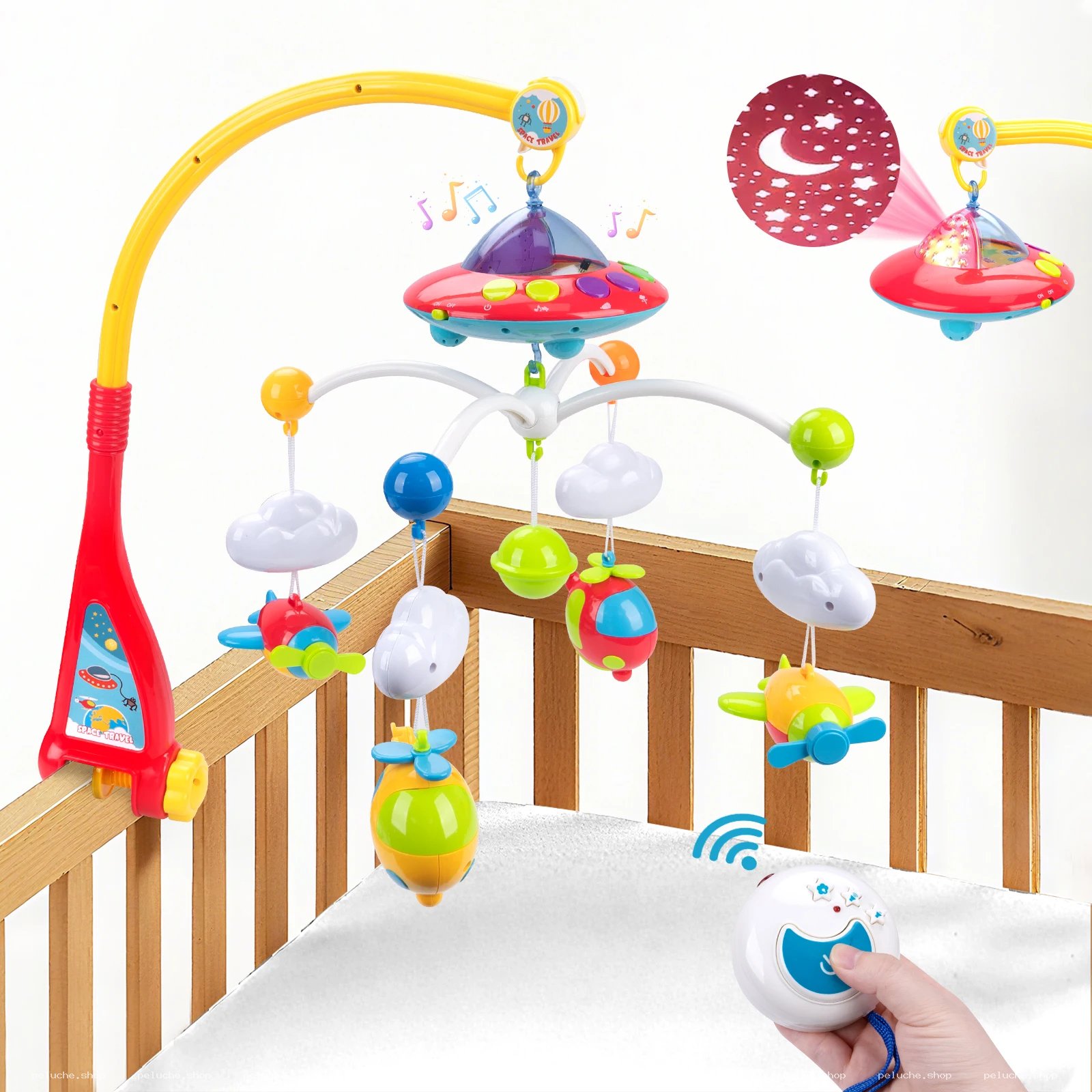 Mobile Bébé Musical Lumineux Projecteur Ciel Étoilé Berceau