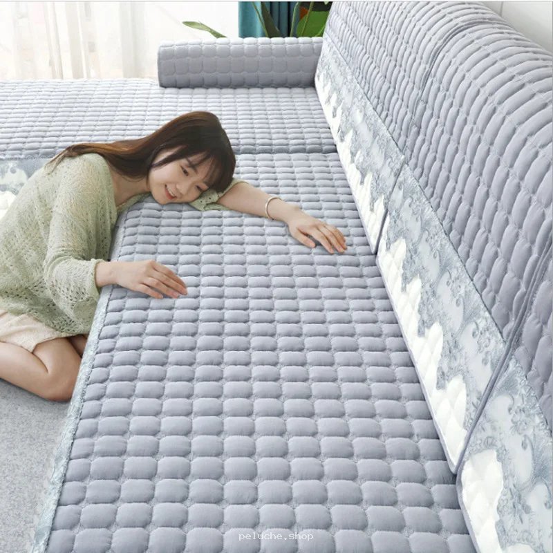 Housse de Canapé Matelassée Grise Douce & Confortable