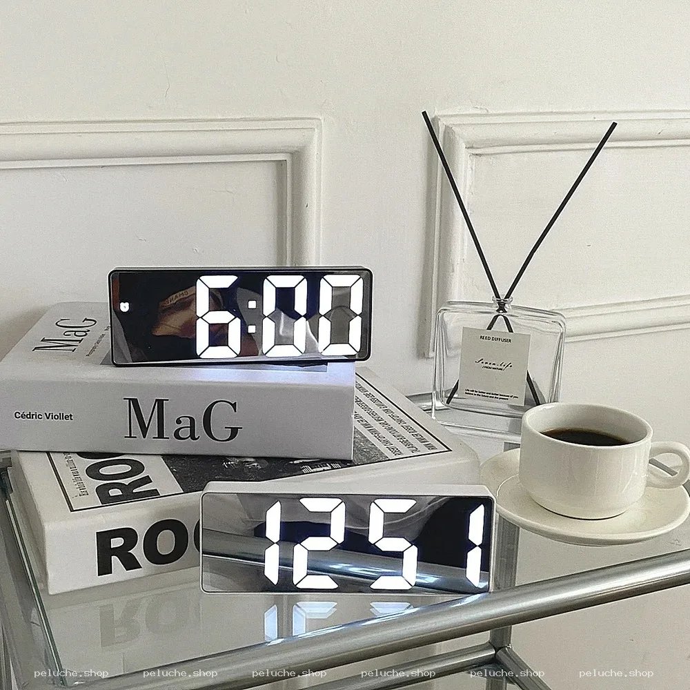 Réveil Digital LED Miroir Design Moderne | Horloge de Bureau