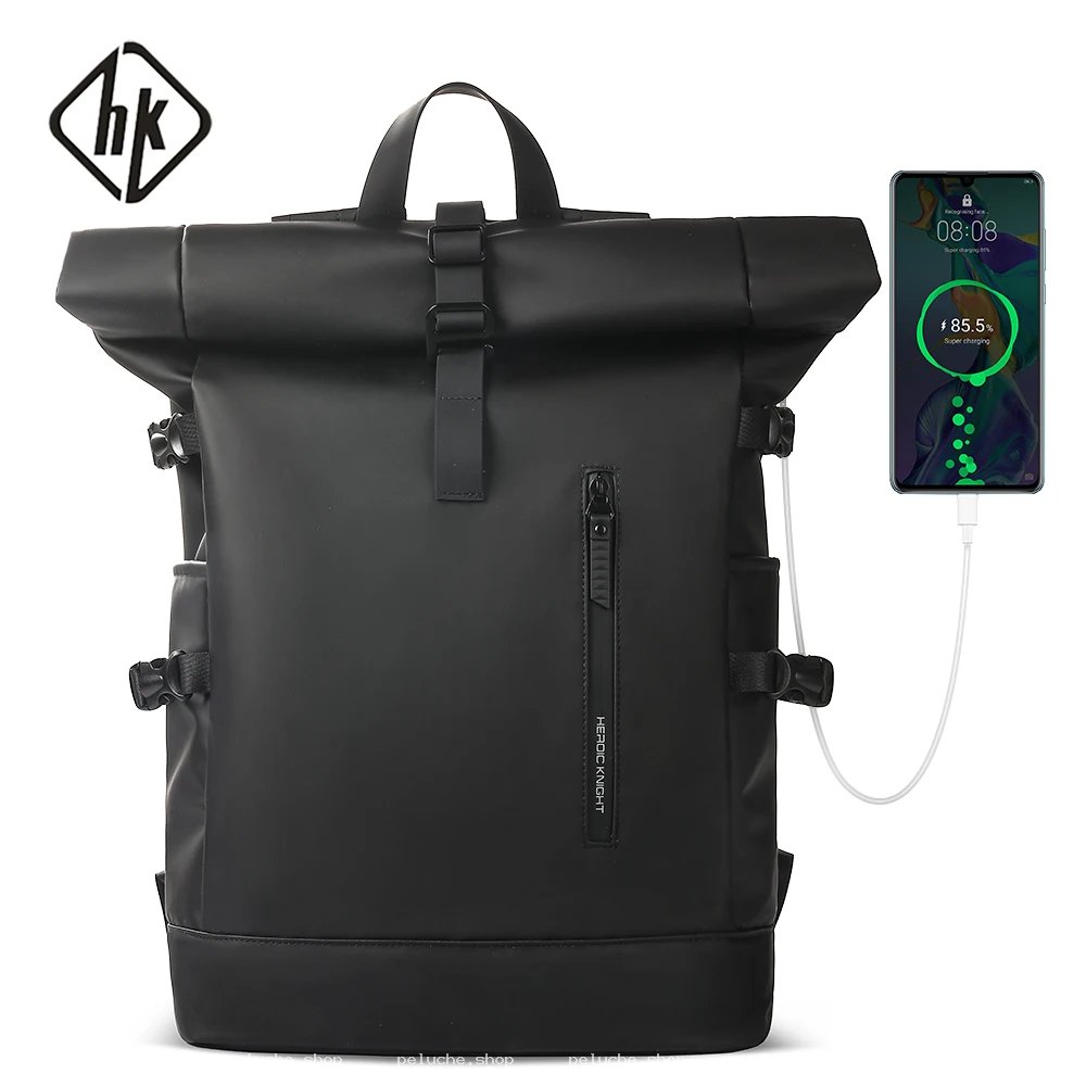 Sac à Dos Roll-Top Étanche USB Noir - HEROIC KNIGHT