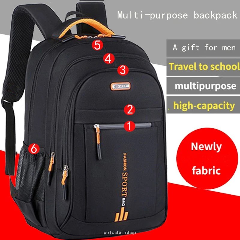 Sac à dos multi-usages noir - Homme, école, grande capacité