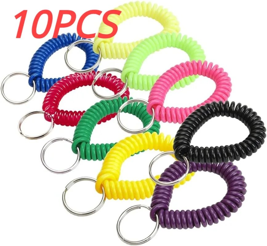 Lot de 10 Porte-clés Spiralés Élastiques Multicolores
