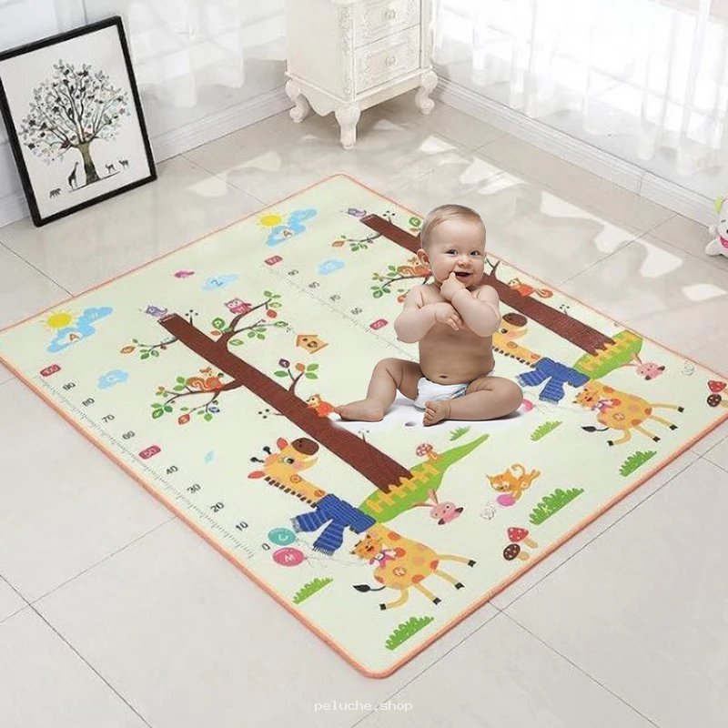 Tapis de jeu bébé éducatif avec animaux & règle de croissance