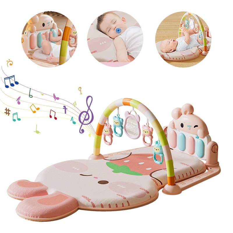 Tapis d'Éveil Bébé Musical Rose – Piano & Arche de Jeux