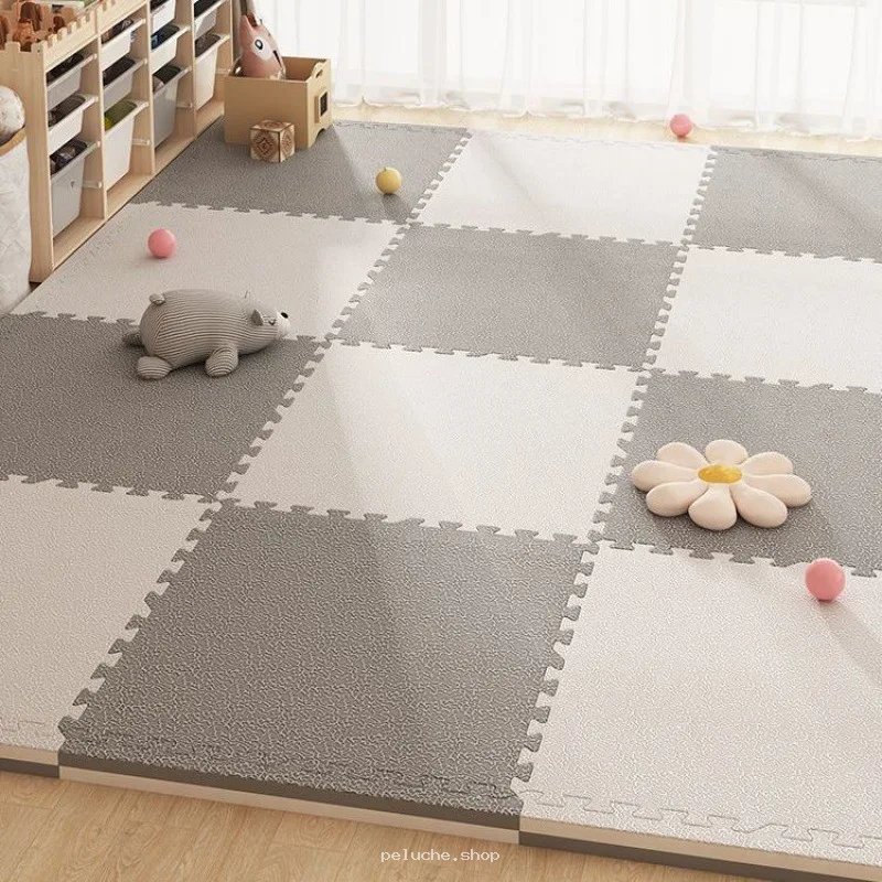 Tapis de jeu mousse gris blanc | Dalles puzzle enfant EVA