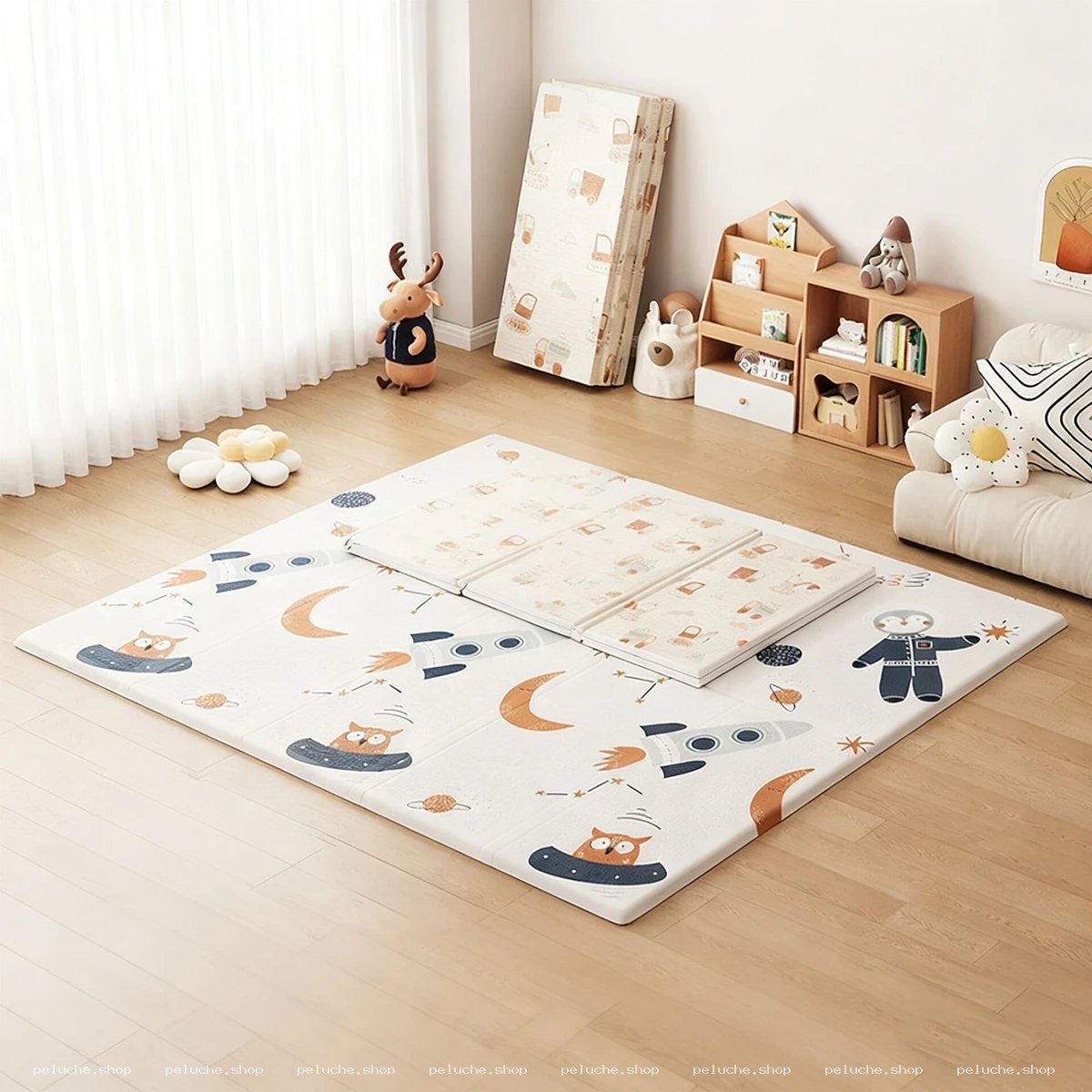 Tapis de jeu enfant pliable réversible Espace et Véhicules