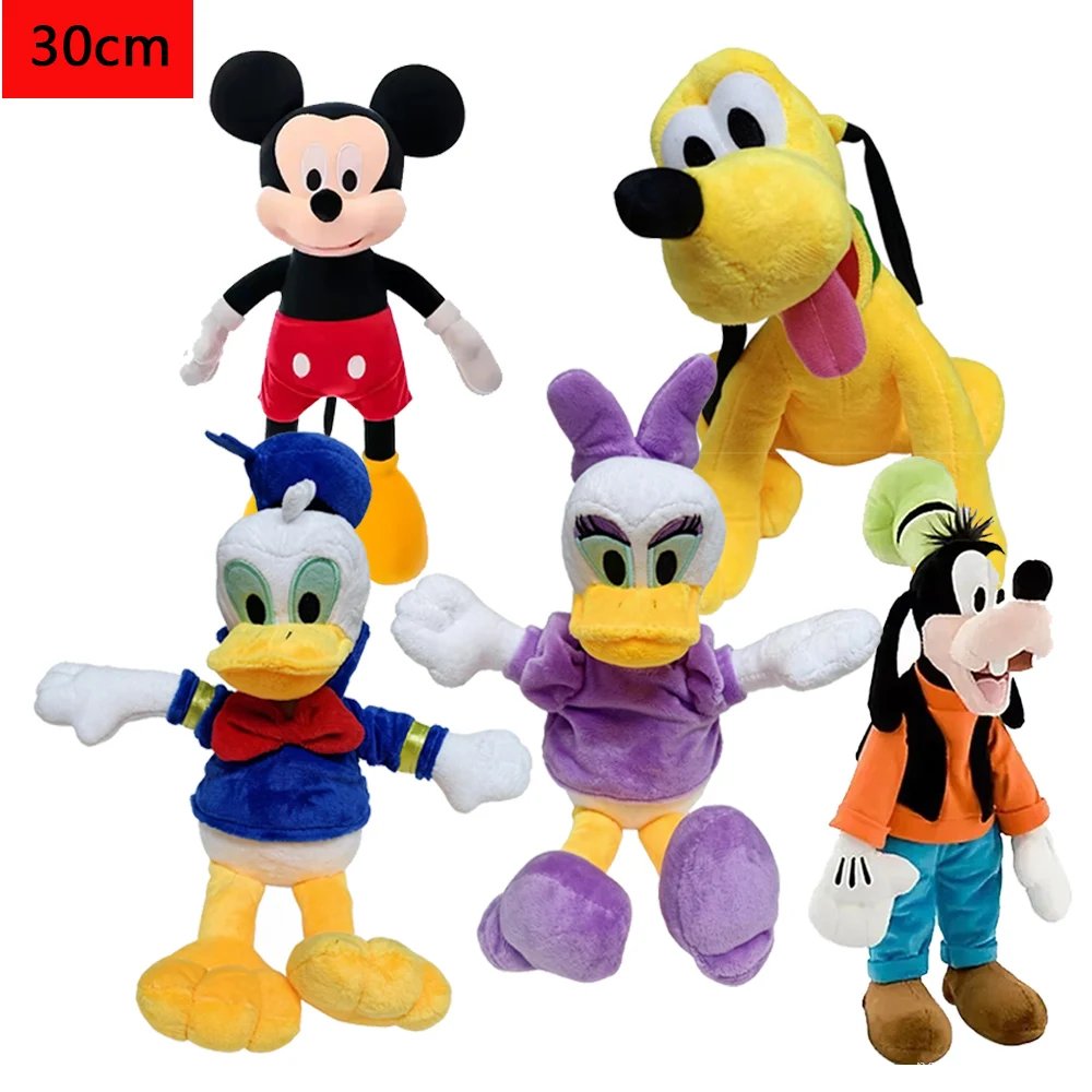Peluches 30cm Disney : Mickey, Donald, Daisy, Pluto, Dingo