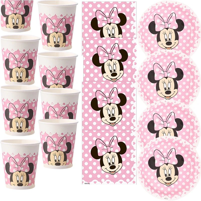 Kit Anniversaire Minnie Mouse Rose - Vaisselle Jetable Fête