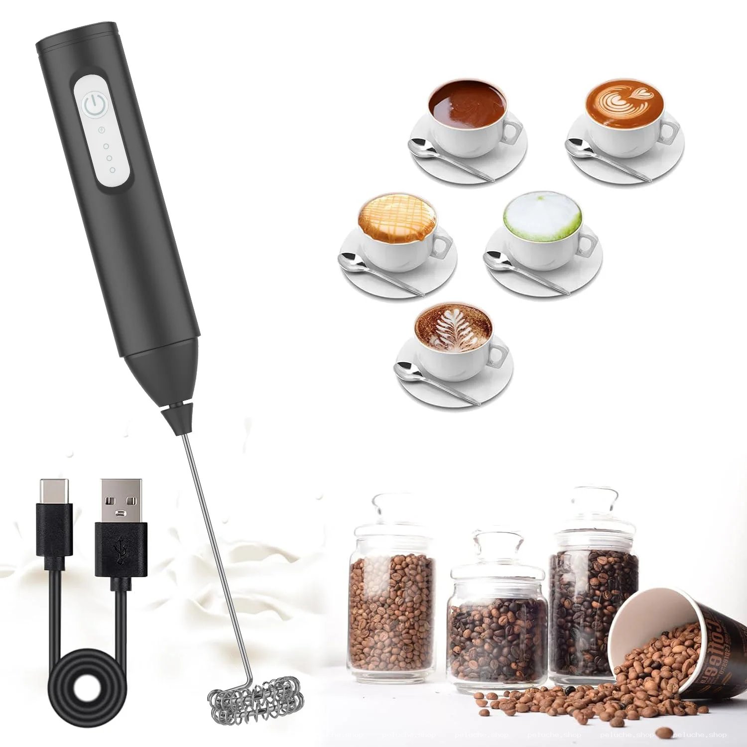 Mousseur à lait électrique rechargeable USB pour café parfait