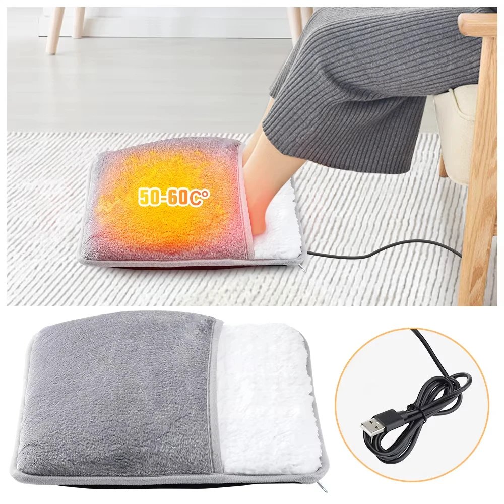 Chauffe-pieds électrique USB moelleux - Confort 50-60°C