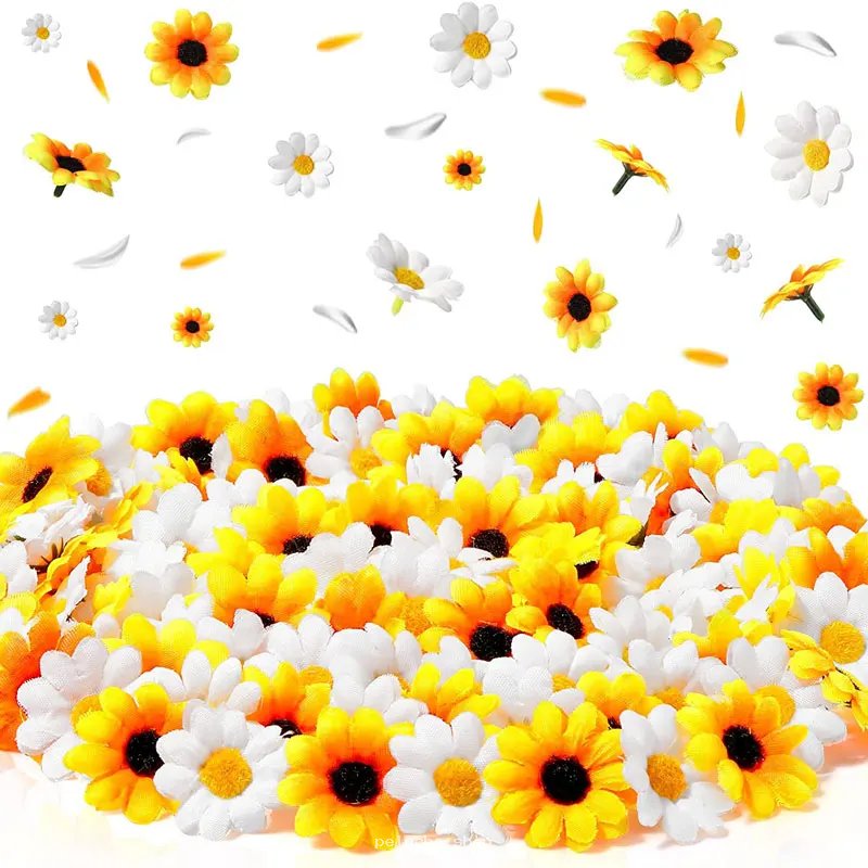 Lot de Mini Fleurs Artificielles Tournesol & Marguerite
