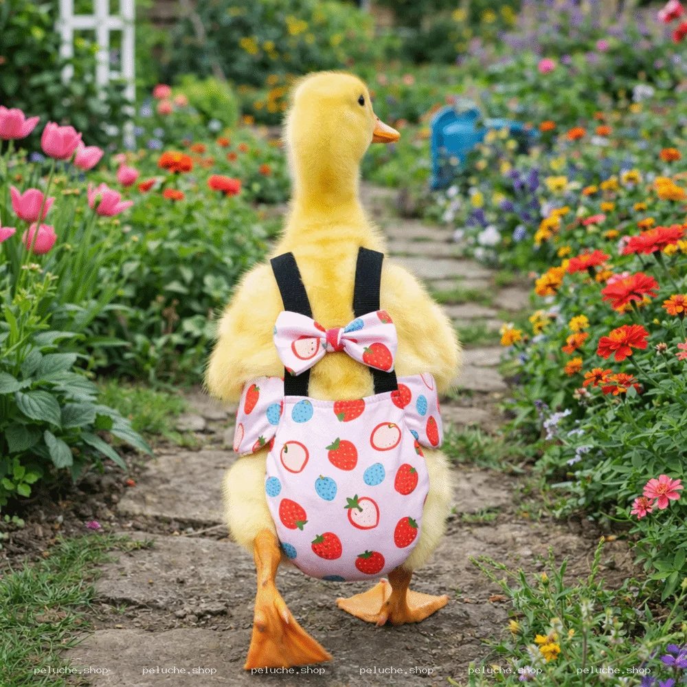 Canardeau en couche fraise - Accessoire adorable jardin