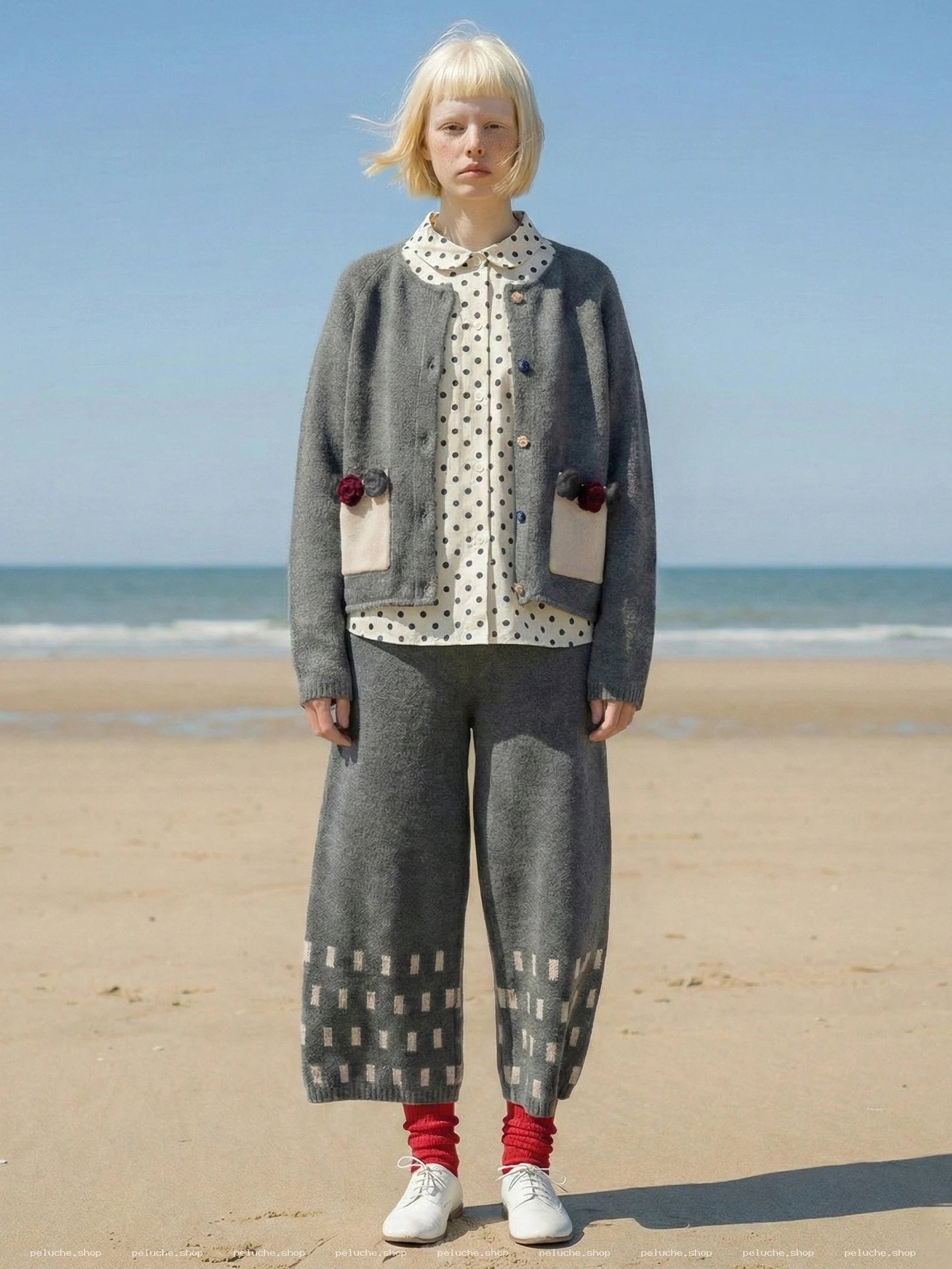 Ensemble Tricot Gris Confortable | Cardigan & Pantalon Large