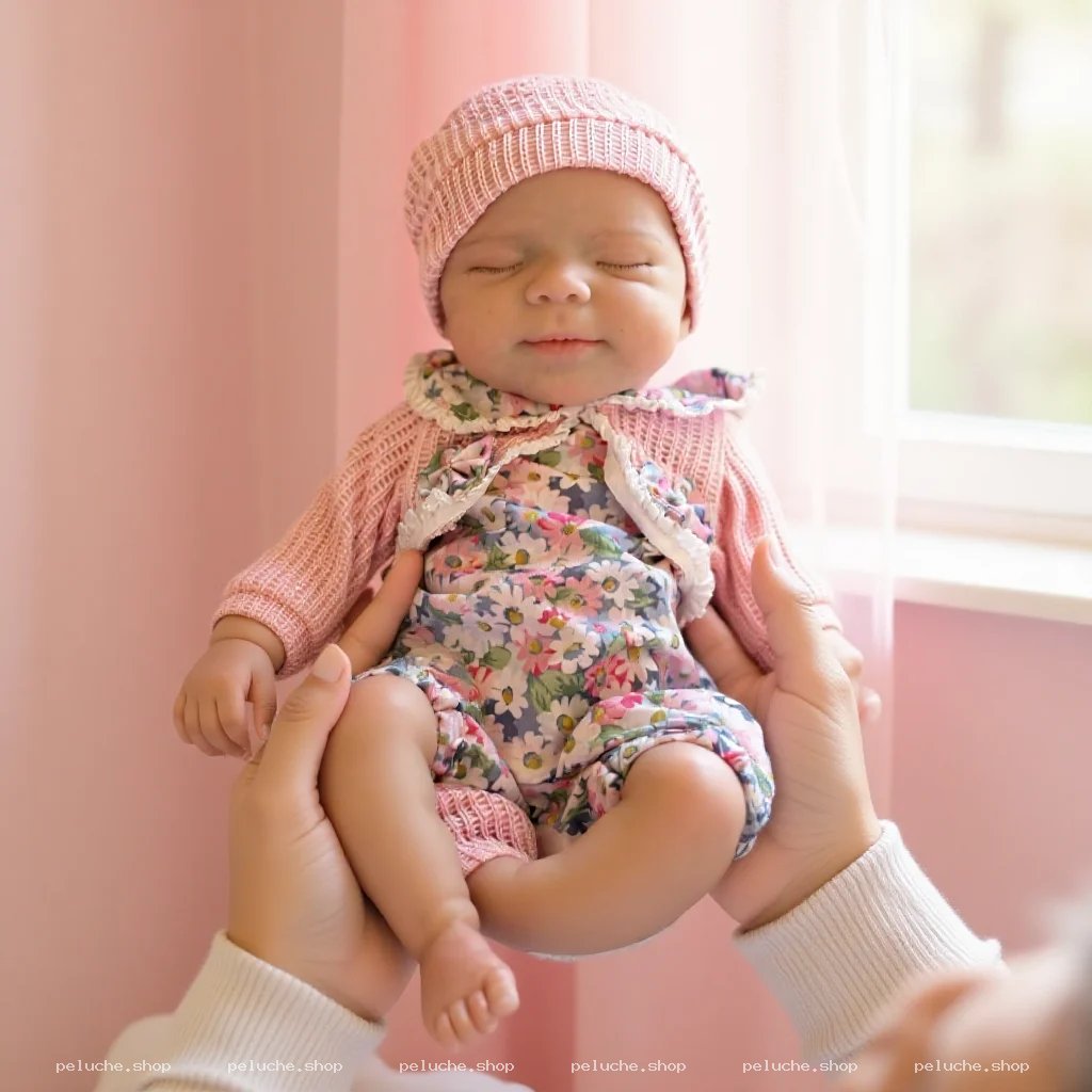 Poupée Bébé Reborn Fille Endormie | Tenue Rose & Fleurie
