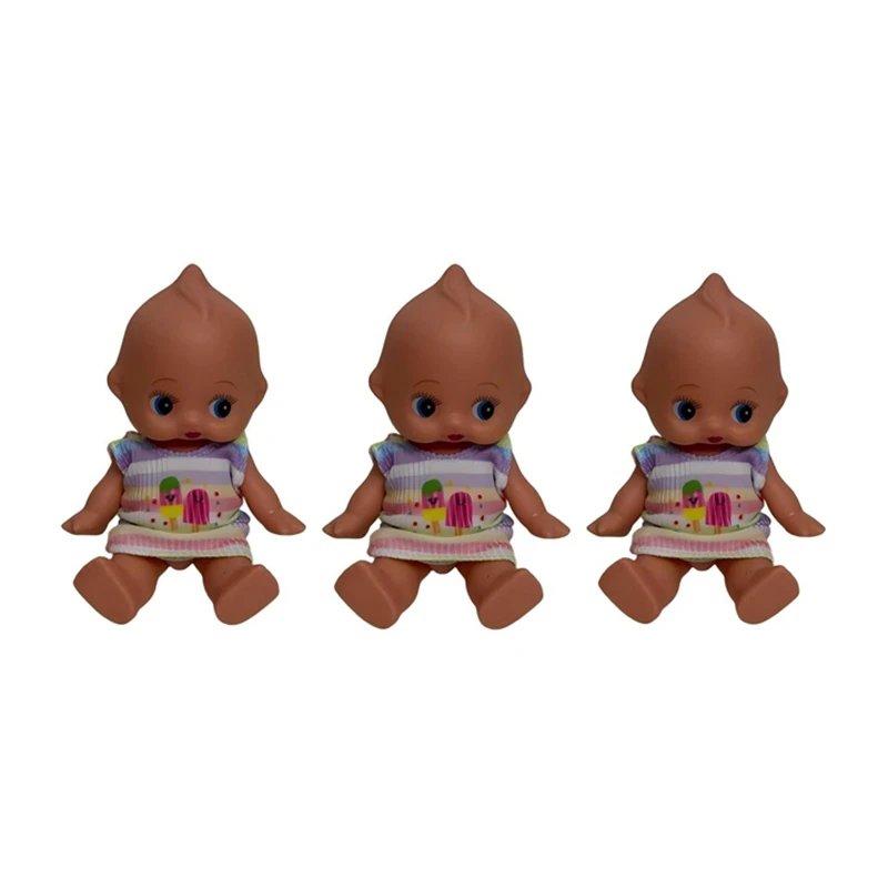 Lot de 3 Poupées Bébés Mignonnes avec Robe Colorée