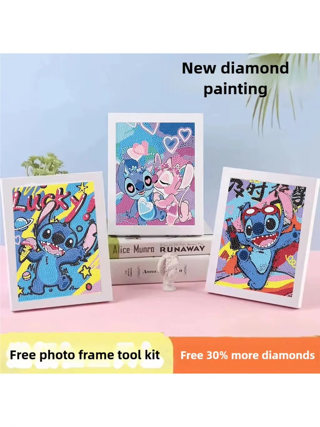 Peinture Diamant Stitch & Angel - Kit Complet avec Cadre