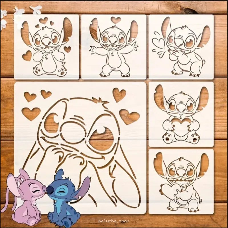 Kit 7 Pochoirs Stitch Disney Amour - Création DIY Facile