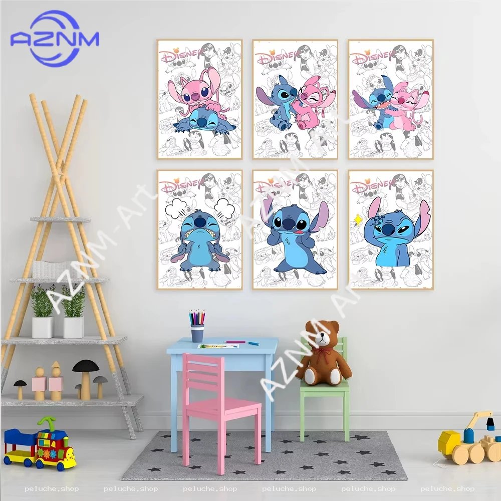 Affiches Disney Stitch & Angel pour chambre enfant - Set 6 pièces