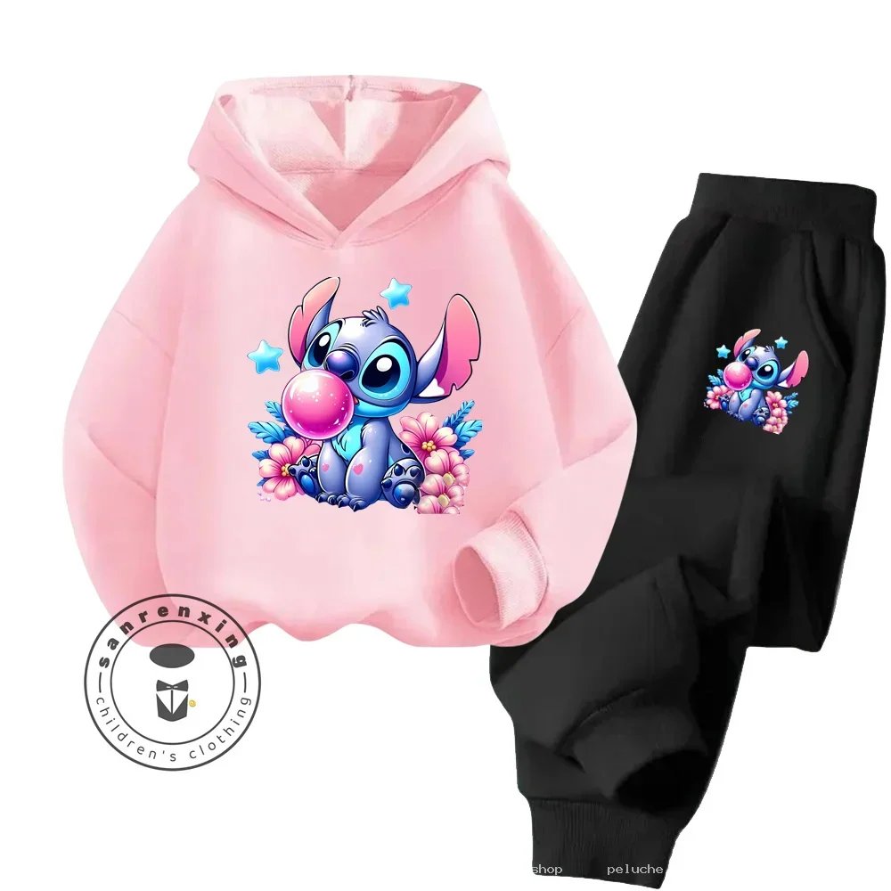 Ensemble Survêtement Enfant Stitch Rose & Noir - Confortable