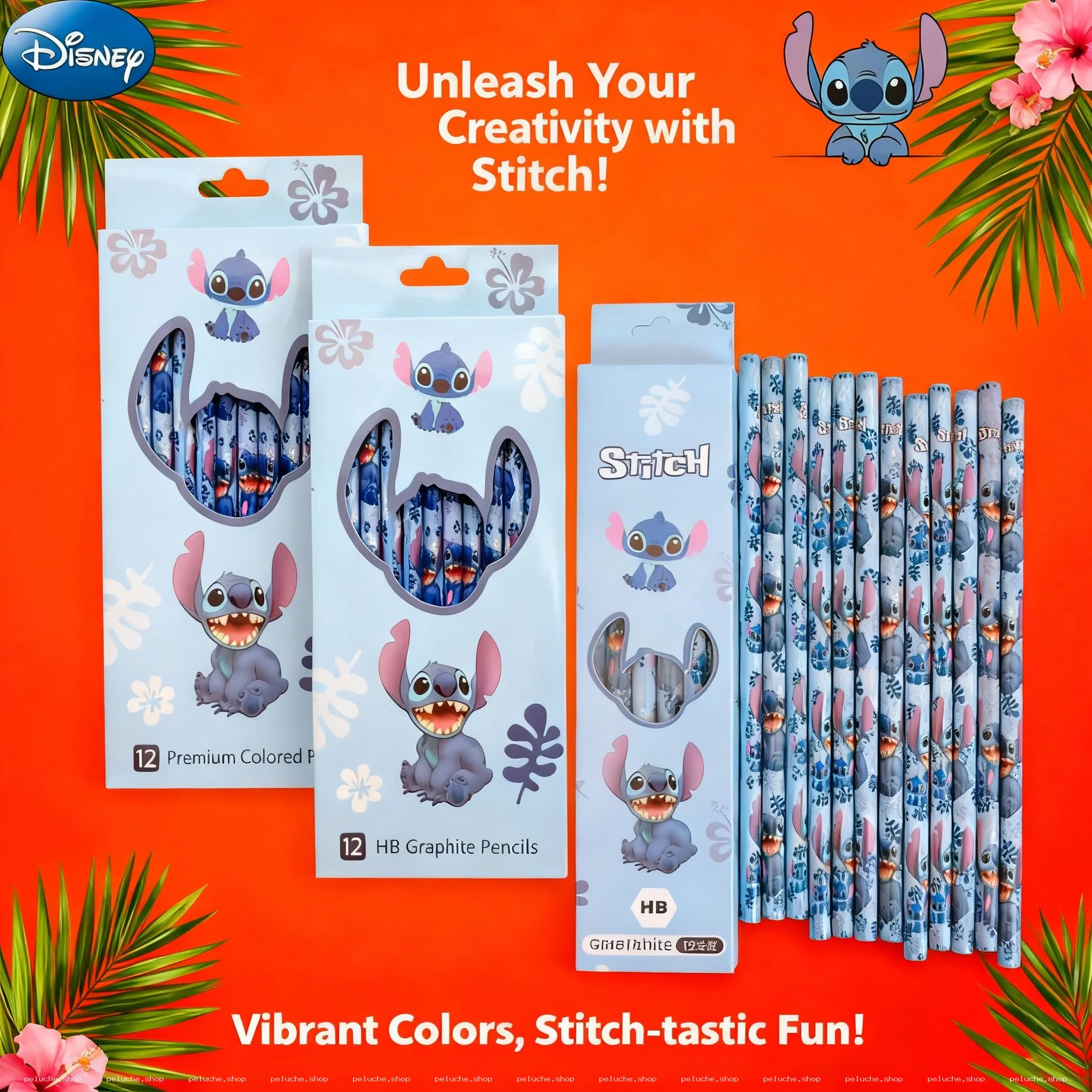 Crayons Disney Stitch: Couleurs Vives & Graphite HB