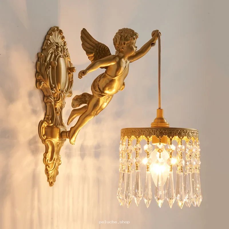 Applique Murale Ange Doré et Cristaux | Élégance Baroque