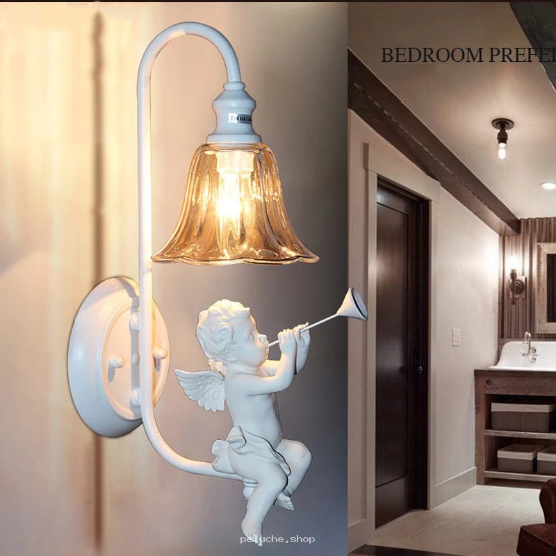 Applique Murale Vintage Ange avec Trompette | Éclairage Ambiance