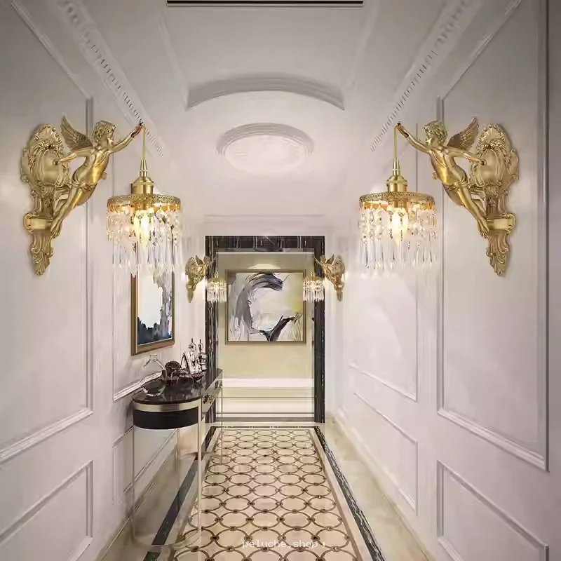 Applique Murale Ange et Cristal - Luxe Classique | Décoration Dorée