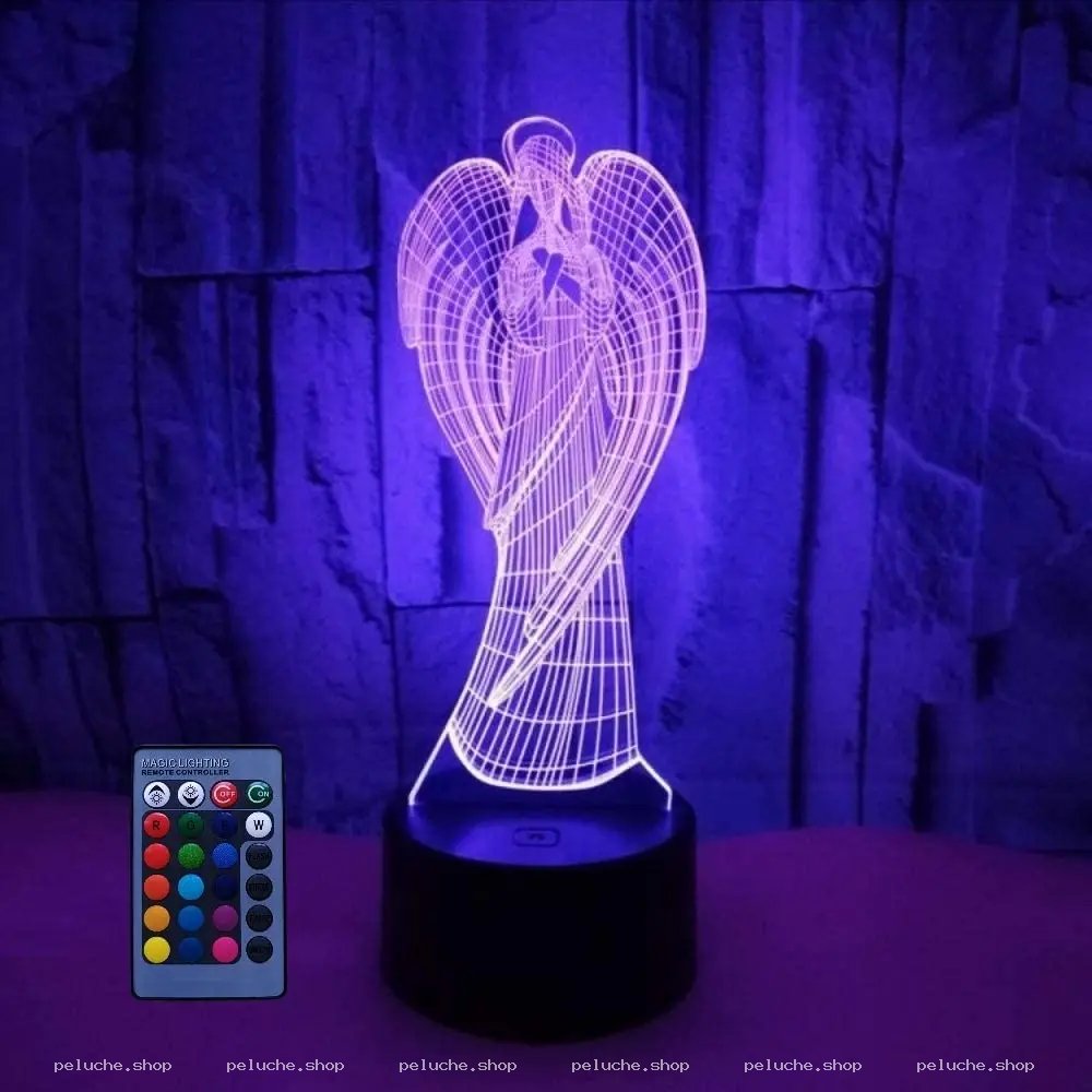 Lampe 3D Illusion Ange LED - Veilleuse Décorative Couleur