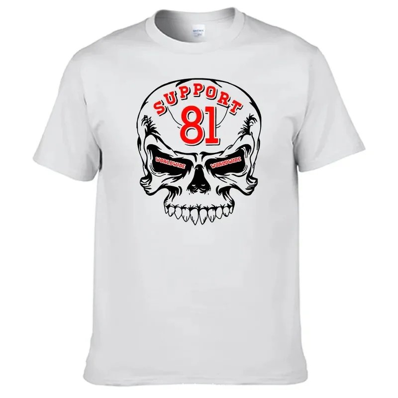 T-shirt Support 81 Crâne Worldwide – Style Biker Homme Blanc