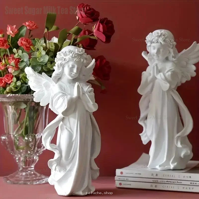 Figurine Ange Blanc - Décoration Élégante Maison Jardin