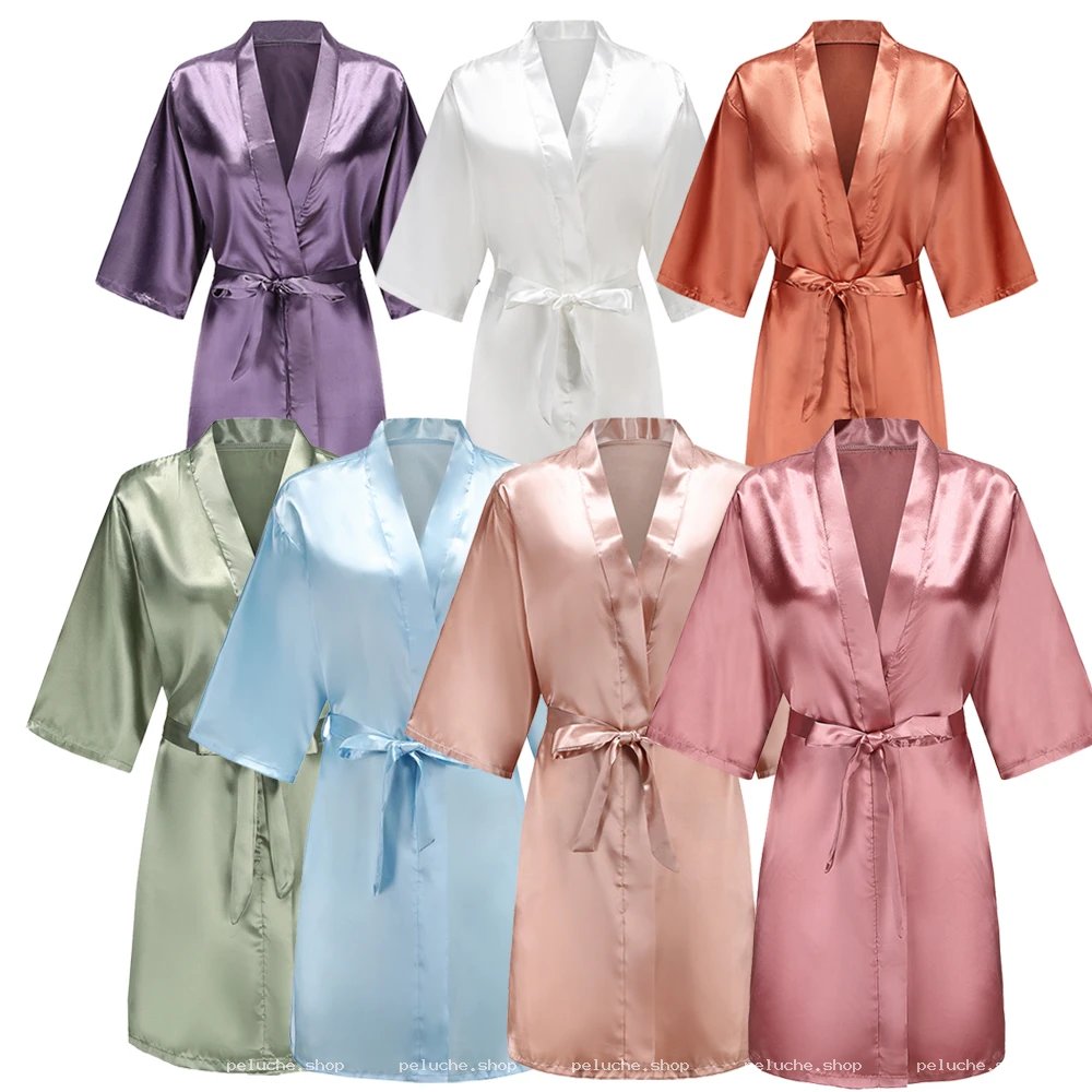 Peignoir Robe de Chambre Satin Femme Multicolore Élégant