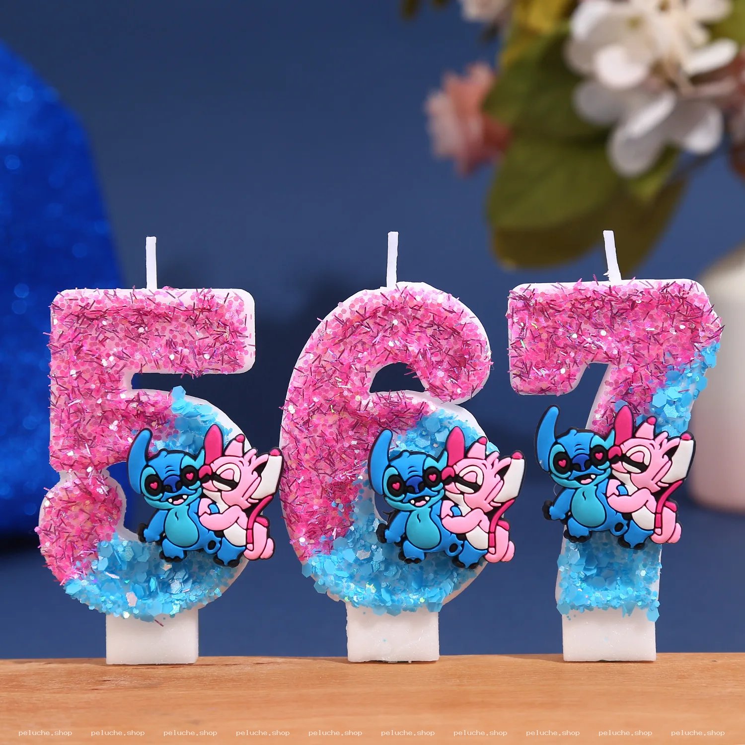 Bougies Chiffres Anniversaire Stitch et Angel - Scintillantes