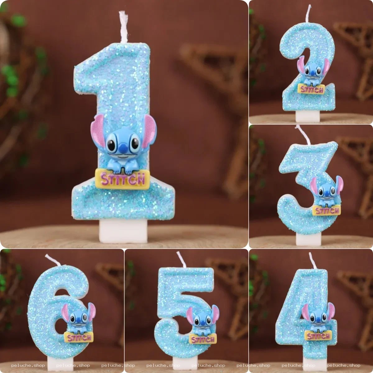 Bougie Anniversaire Stitch Pailletée | Chiffre Bleu