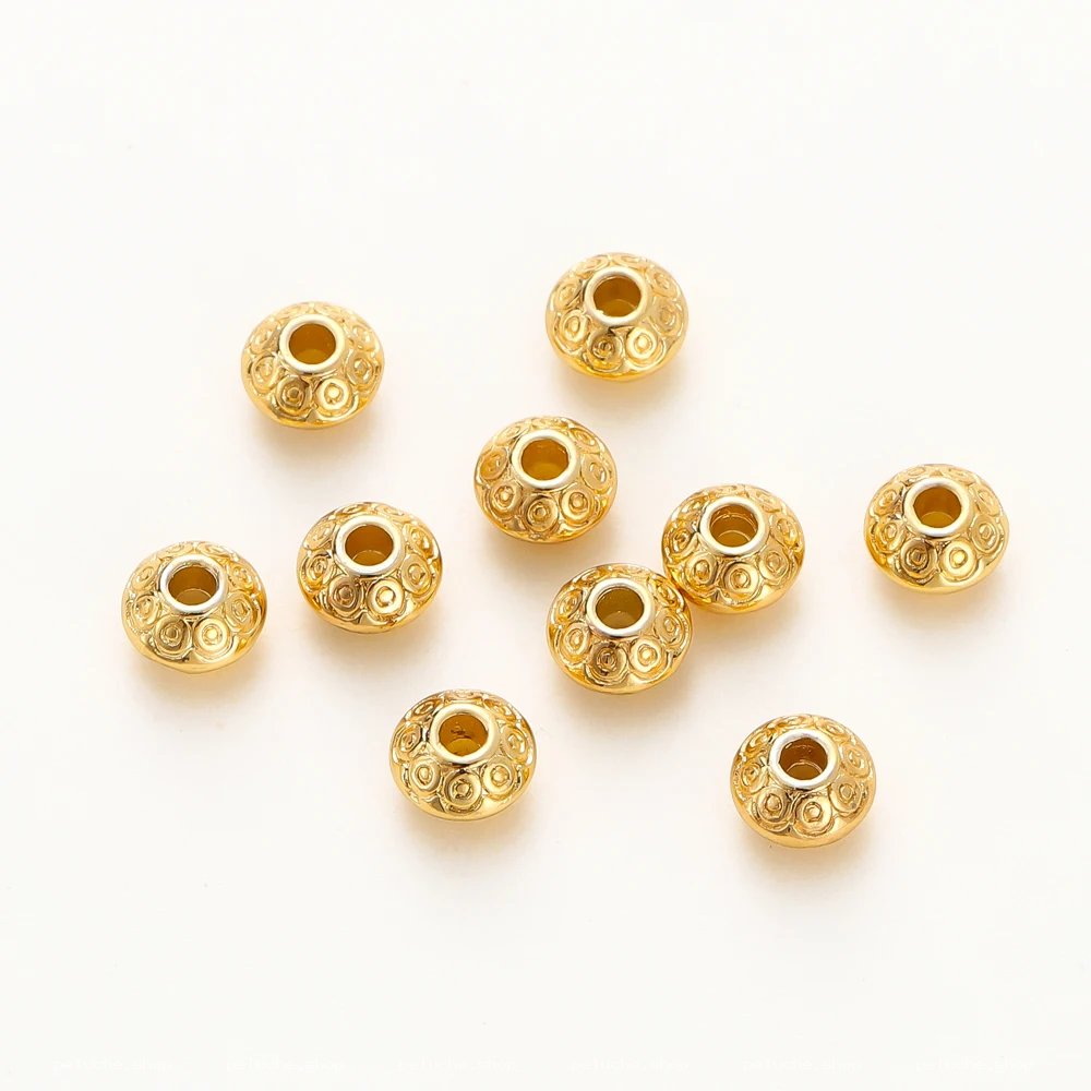 Perles Dorées Rondes Gravées pour Bijoux DIY | Ornement