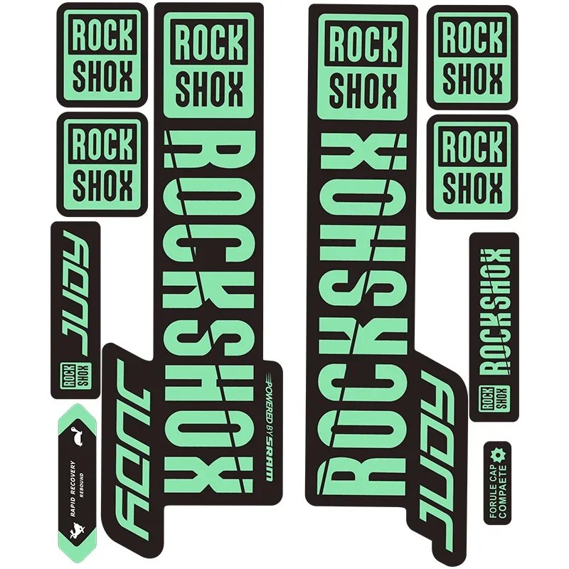 Autocollants RockShox Judy Fourche VTT Noir & Vert