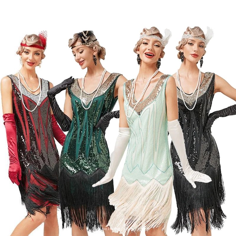 Robe Charleston Années 20 Paillettes et Franges Élégance Rétro
