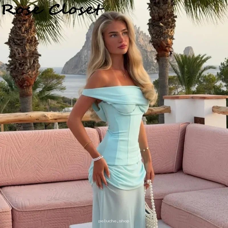 Robe longue bustier bleu menthe, élégance estivale - Rose Closet