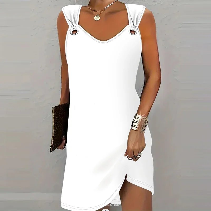 Robe courte blanche femme chic et décontractée pour l'été