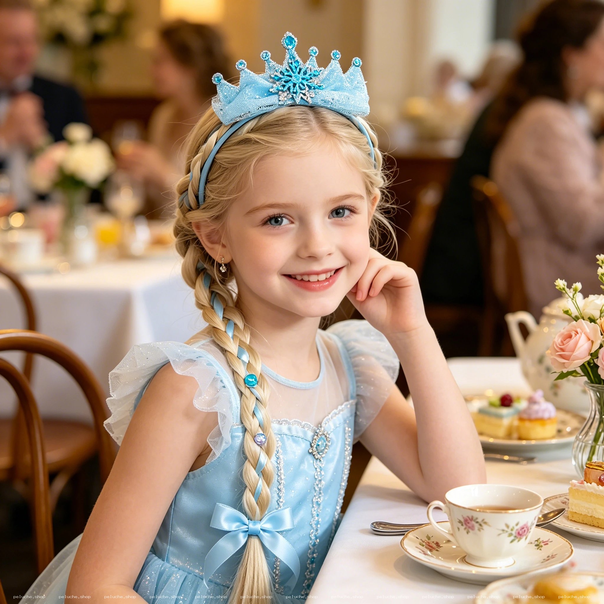 Couronne et Robe Princesse Bleue Pailletée pour Fillette