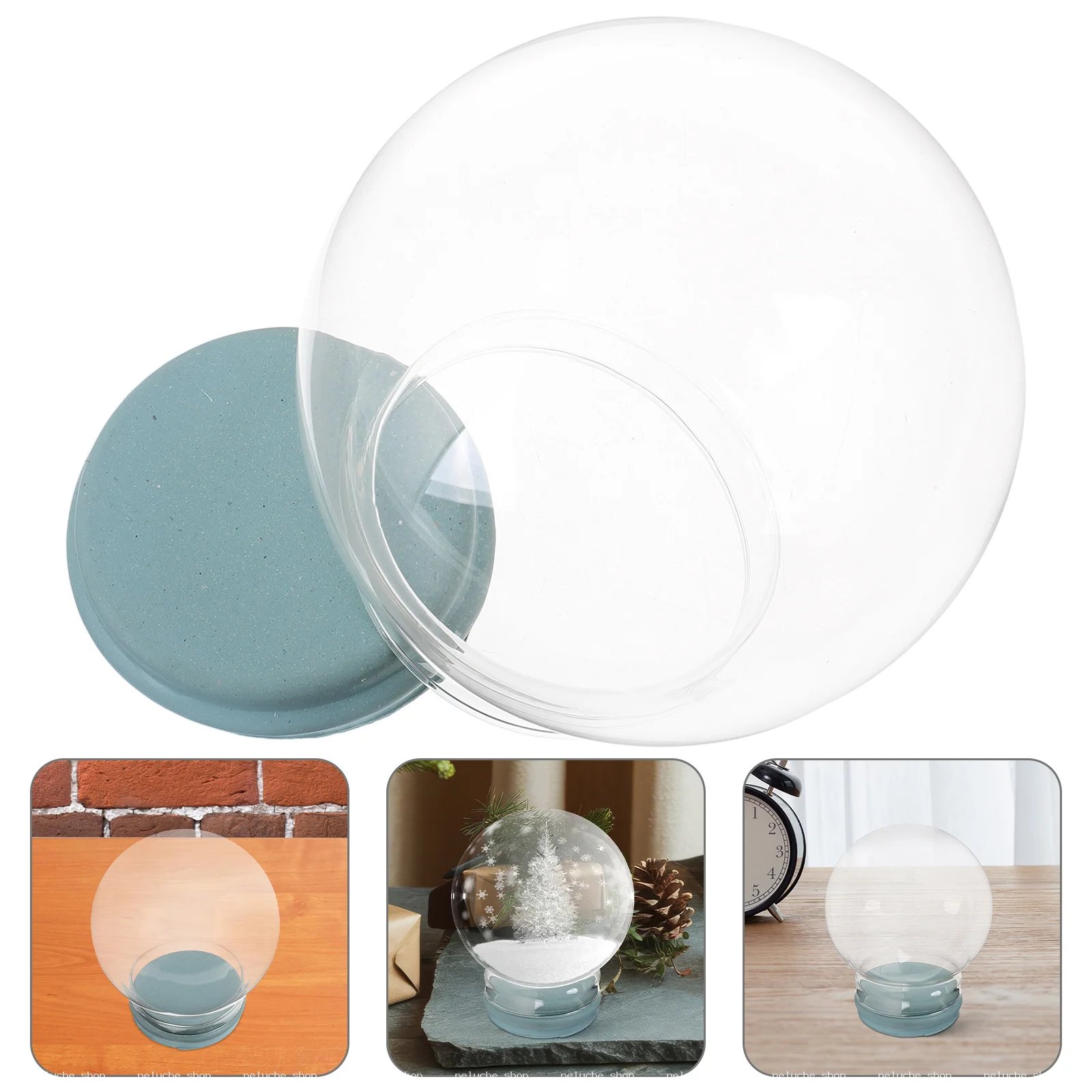 Dôme transparent avec base pour globe de neige DIY
